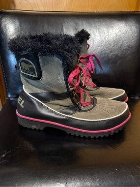 SOREL Tivoli II Waterproof Suede/Leather Lace-Up Boot Size US 10 Black grey